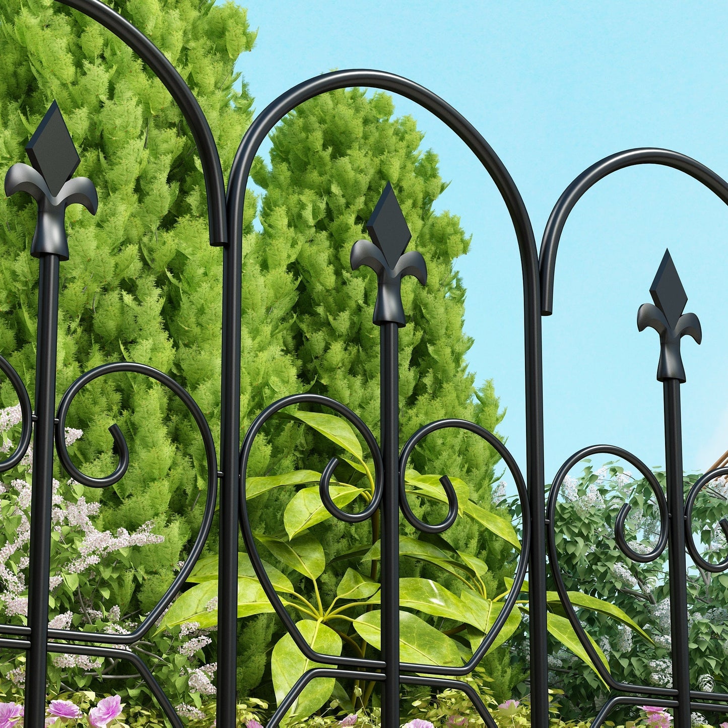 24 inches Modern Classic Black Metal Fencing with 5 Panel(s) Included