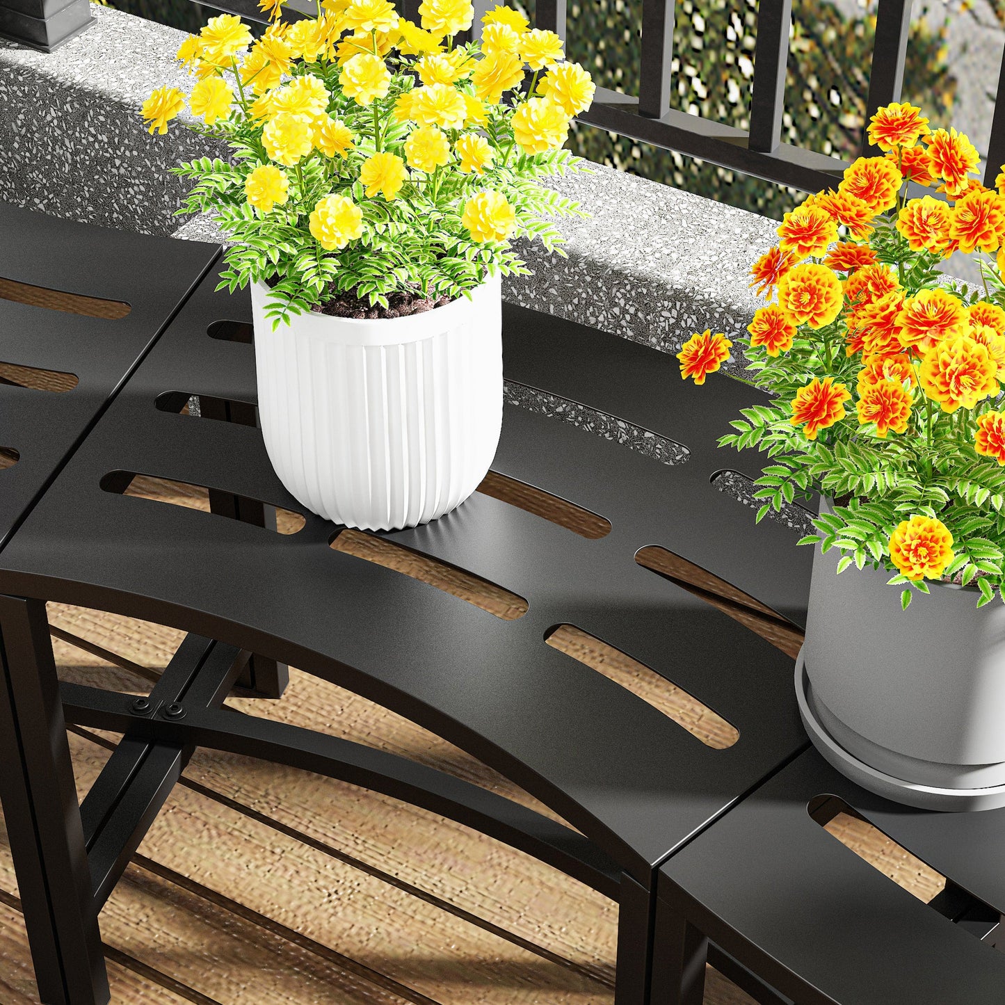 23.9 inch Industrial Black Outdoor Bench (Set of 4)