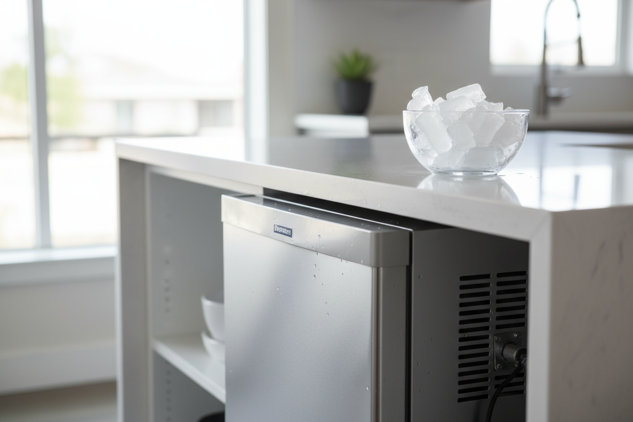 How Loud Is a 15 inch undercounter ice maker with drain pump?