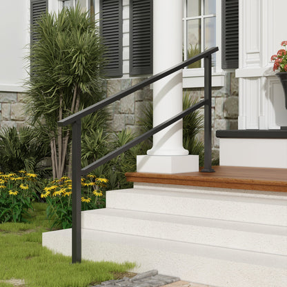 68.5 inch Minimalist Satin Black Stair Banister with Adjustable Angle