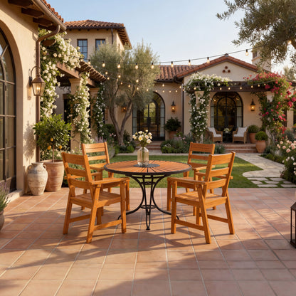 23 inch Outdoor Dining Chairs HDPE Patio Chairs with Wide Cup-Ready Arms All-Weather Durability (Set Of 2)