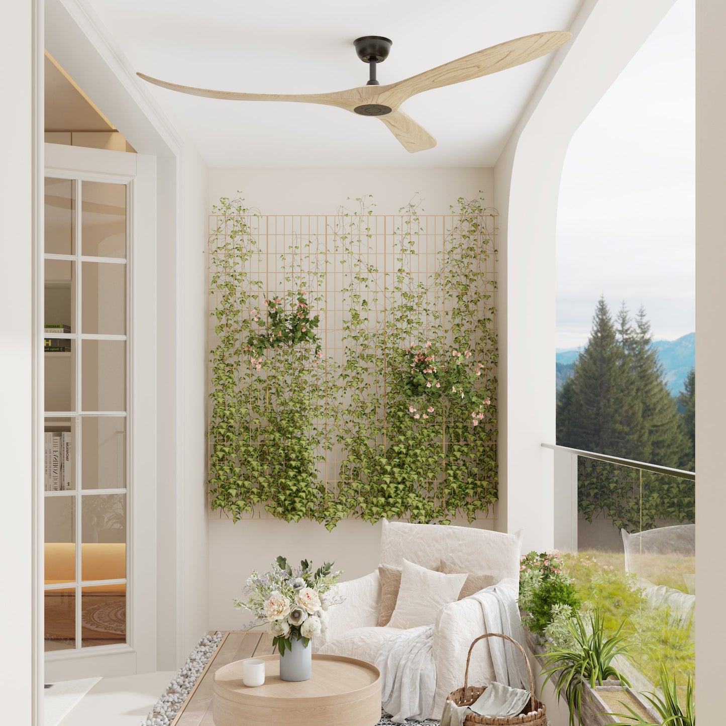 72 inch Modern Brown Ceiling Fan with 3 Wood Blades