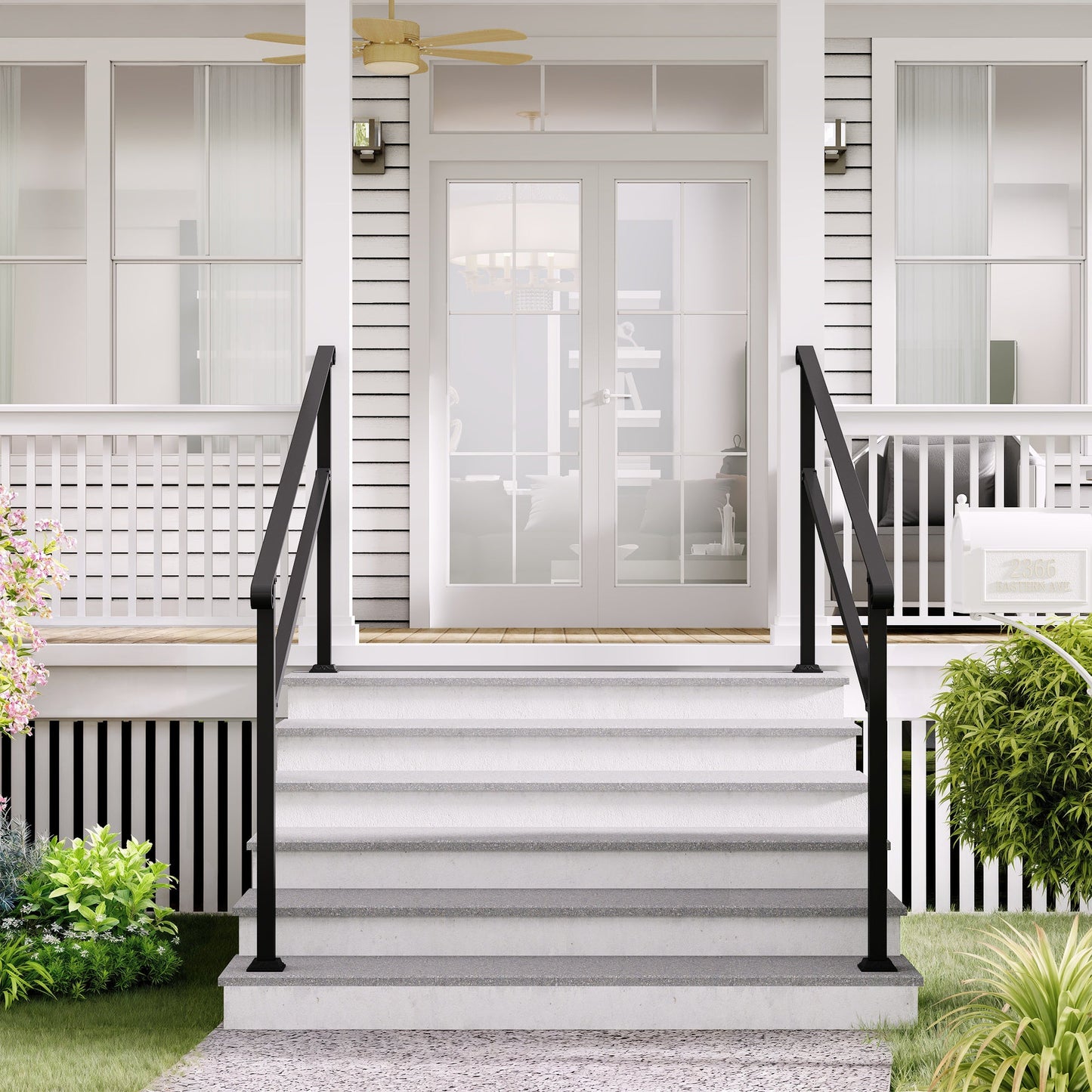 82.3 inch Modern Matte Black Stair Banister with Adjustable Angle