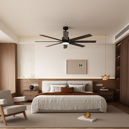 31 inches Modern Dark Brown Ceiling Fan with Dual-Tone Blades and 3-Color LED Light