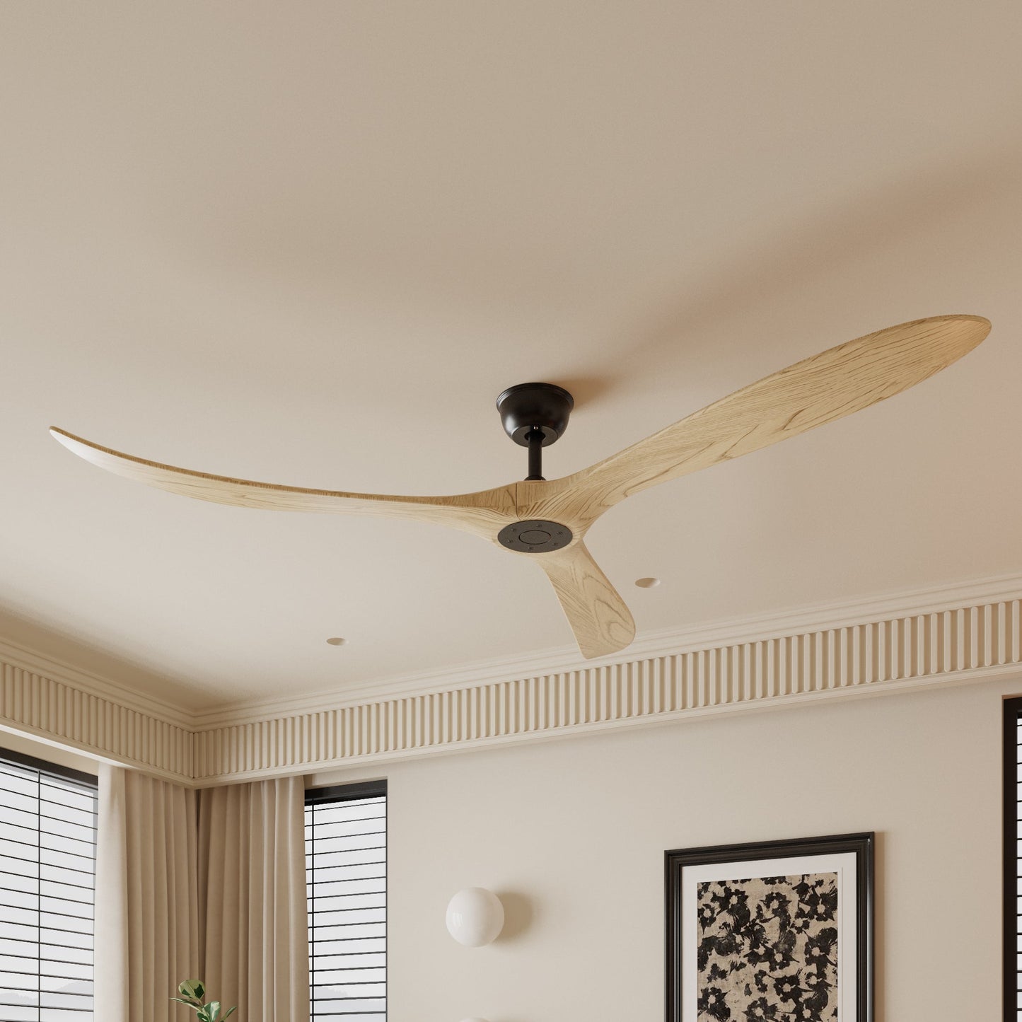 72 inch Modern Brown Ceiling Fan with 3 Wood Blades