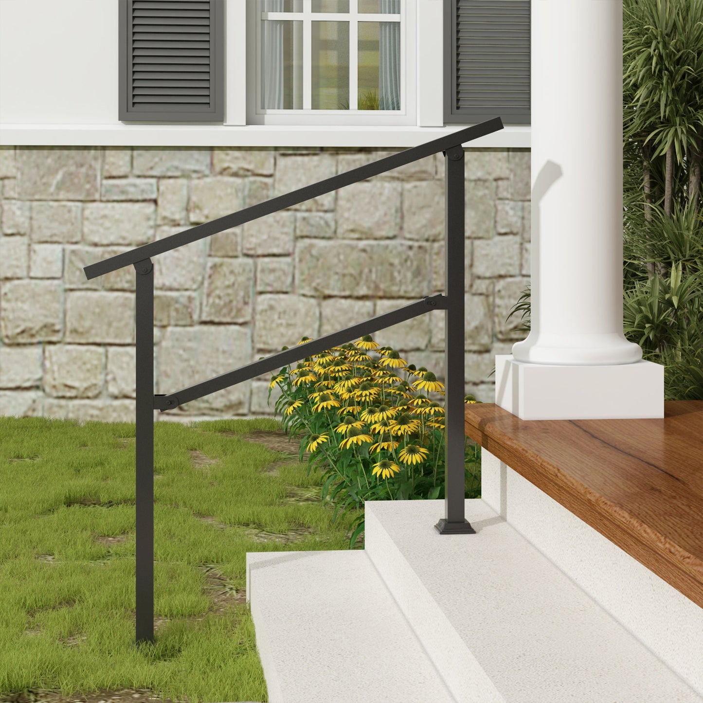 40.4 inch Minimalist Satin Black Stair Banister with Adjustable Angle