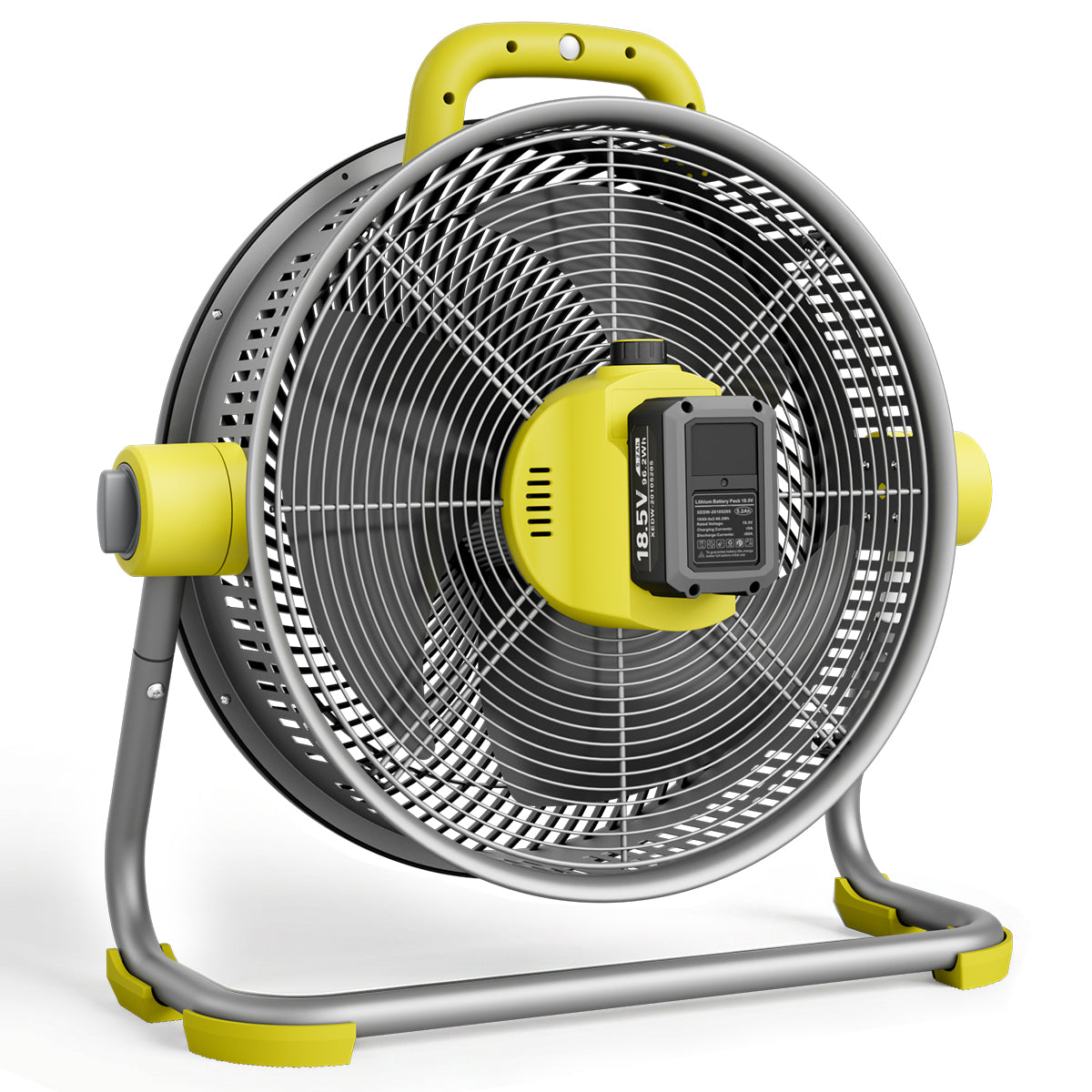 Homevol EVO2 Cordless 6-Speed Lithium Fan with LED Light, Compatible with Dewalt 20V Battery – Neon Yellow
