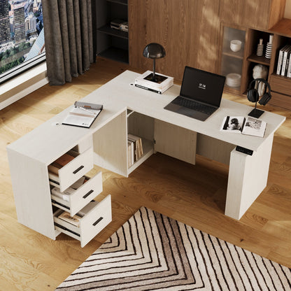 63 inch L-Shaped Standing Desk with 3 Drawers
