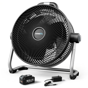 Homevol EVO2 Cordless 6-Speed Lithium Fan with LED Light, Compatible with Dewalt 20V Battery – Classic Black