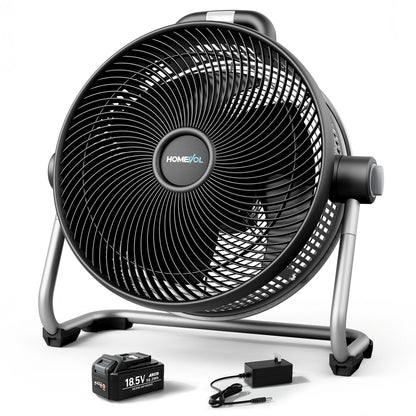 Homevol EVO2 Cordless 6-Speed Lithium Fan with LED Light, Compatible with Dewalt 20V Battery – Classic Black