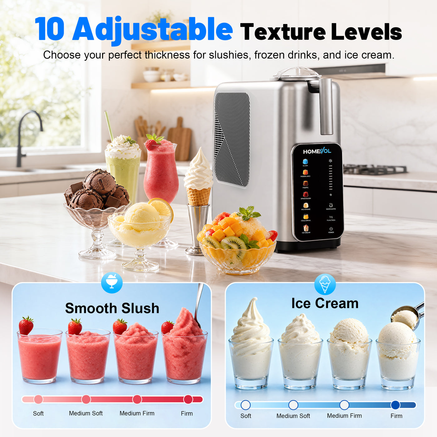 3-in-1 Slush Machine with 7 Preset Modes (Silver)