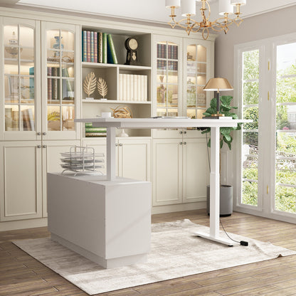 54.3 inches Minimalist Modern White Standing Desk With Electric Lift System and Memory Presets
