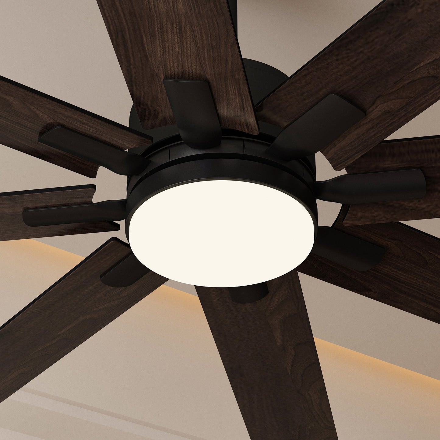 31 inches Modern Dark Brown Ceiling Fan with Dual-Tone Blades and 3-Color LED Light