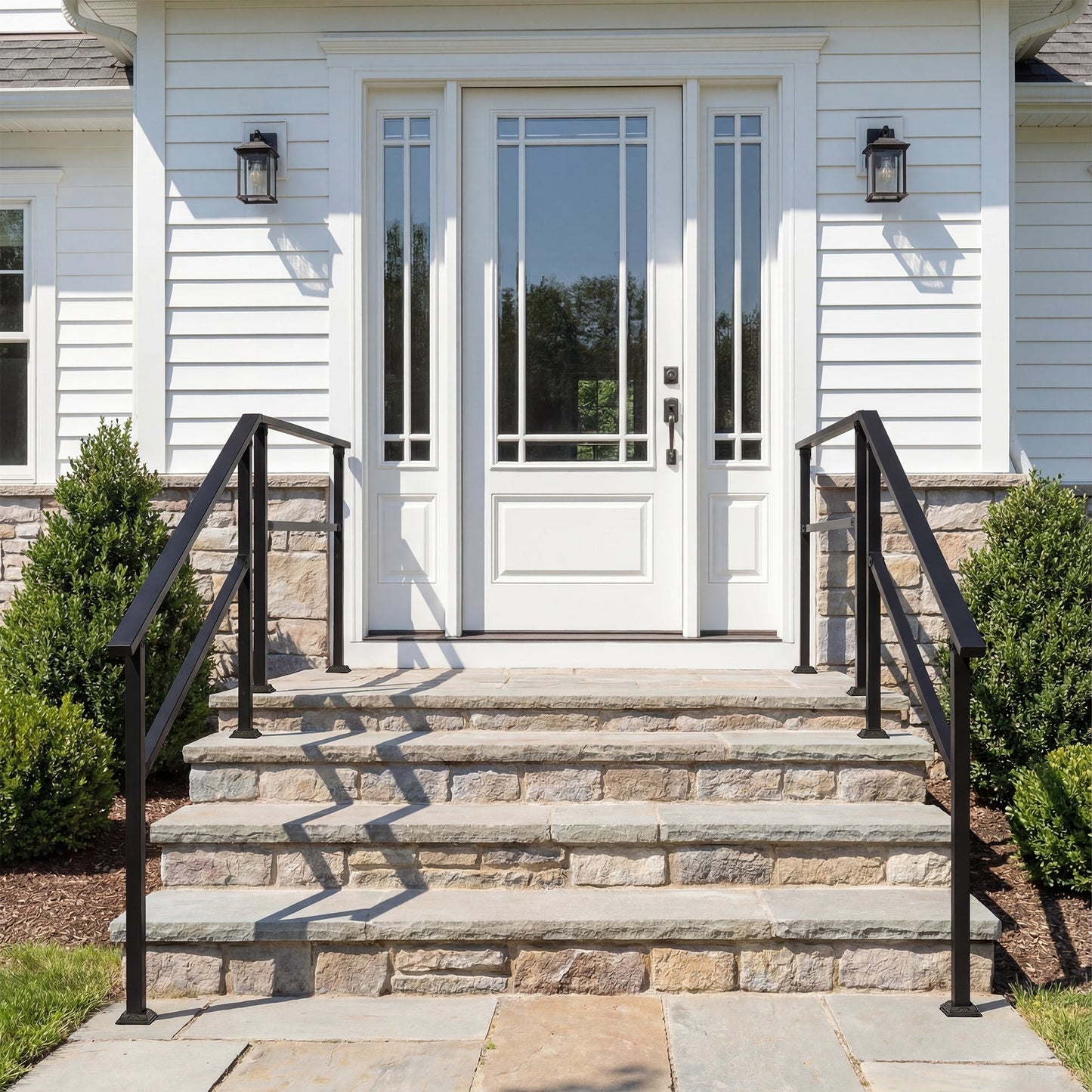68.5 inch Modern Matte Black Stair Banister (Set of 2)