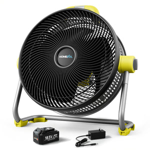 Homevol EVO2 Cordless 6-Speed Lithium Fan with LED Light, Compatible with Dewalt 20V Battery – Neon Yellow