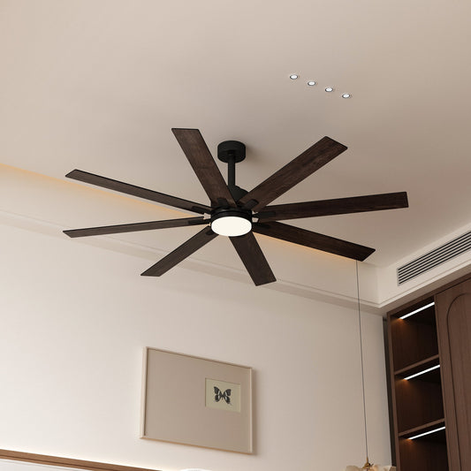 31 inches Modern Dark Brown Ceiling Fan with Dual-Tone Blades and 3-Color LED Light