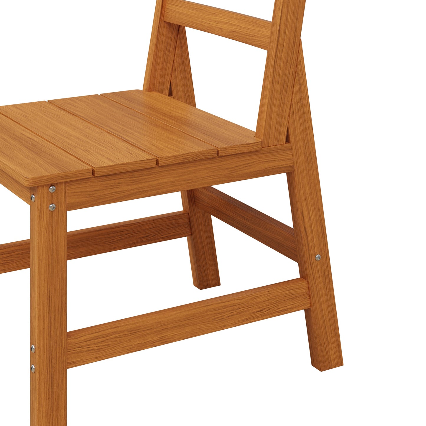 19 inches Modern Natural Wood Outdoor Dining Chair 2-Piece Set with 700 lb. Weight Capacity