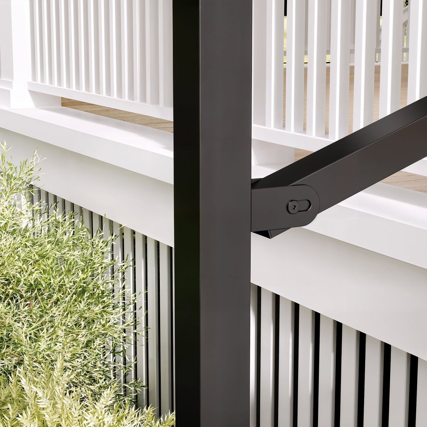 82.3 inch Modern Matte Black Stair Banister with Adjustable Angle