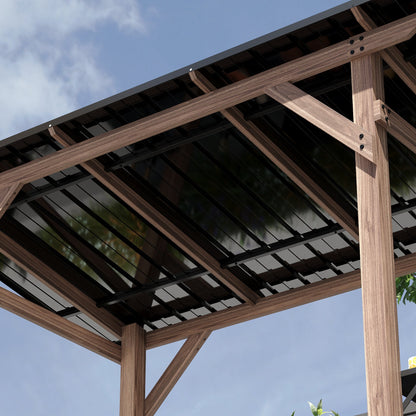 103.4 inch Natural Cedar Grill Gazebo with Hardtop Roof and Side Tables