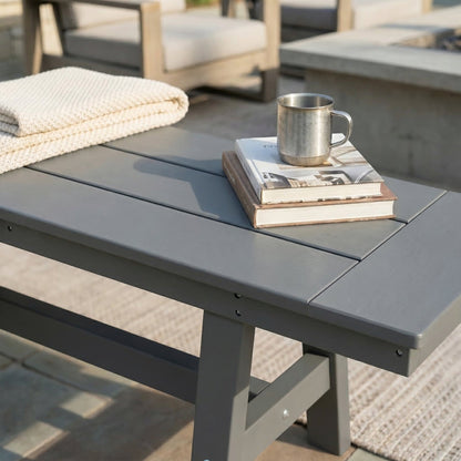 63 inches Gray All-Weather HDPE Outdoor Patio Bench with 650 lb. Weight Capacity