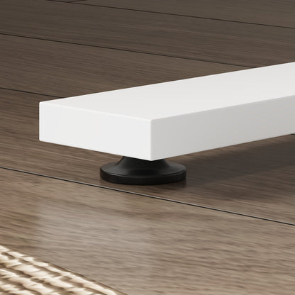 63 inches Modern Minimalist White Standing Desk With 3 Drawers, 2 Exterior Shelves, Electric Lift