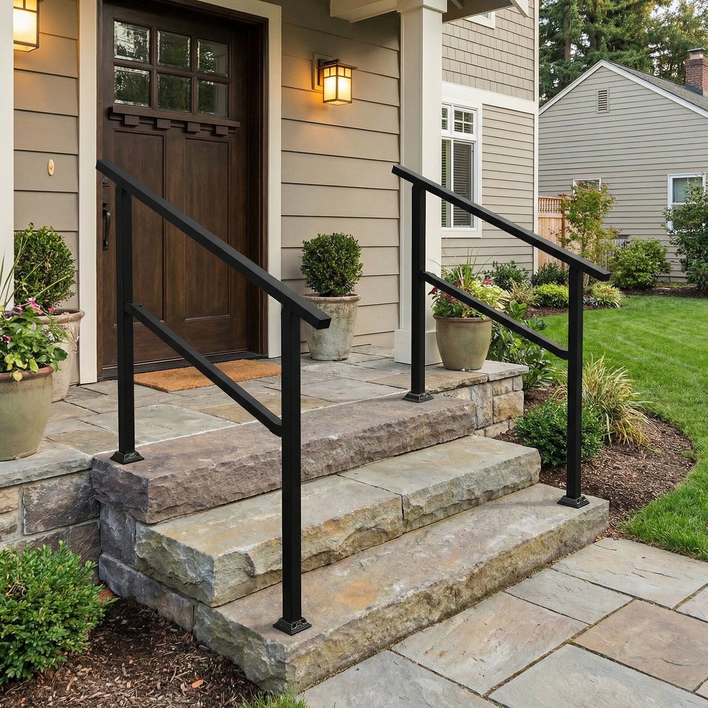 68.5 inch Modern Matte Black Stair Banister (Set of 3)