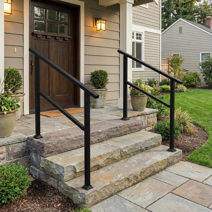 68.5 inch Modern Matte Black Stair Banister (Set of 3)