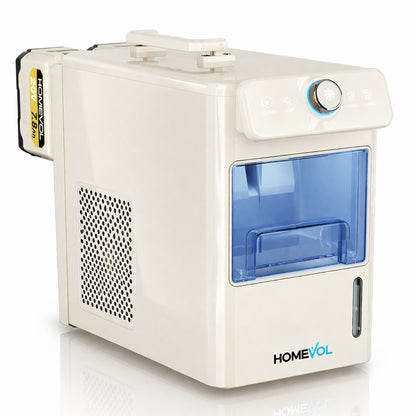 Homevol EVO1 Corded & Battery Powered Ice Maker with Self-Cleaning - Cream White
