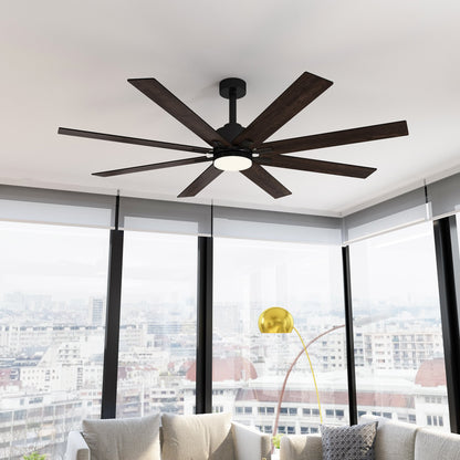 31 inches Modern Dark Brown Ceiling Fan with Dual-Tone Blades and 3-Color LED Light