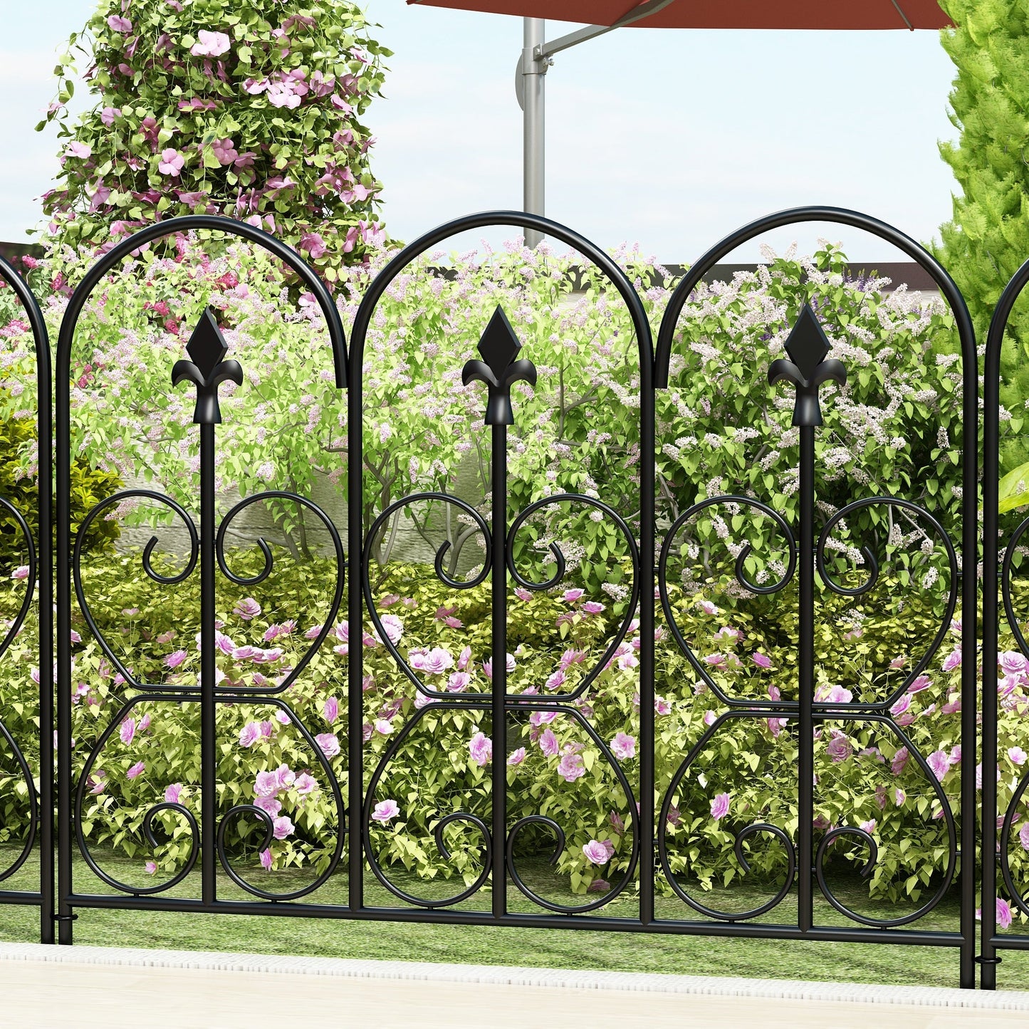 24 inches Modern Classic Black Metal Fencing with 5 Panel(s) Included