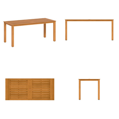 81 inches Modern Natural Wood 7-Piece Outdoor Dining Set (1 Table & 6 Chairs) with Weather-Resistant Design