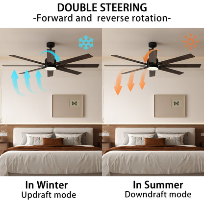 31 inches Modern Dark Brown Ceiling Fan with Dual-Tone Blades and 3-Color LED Light