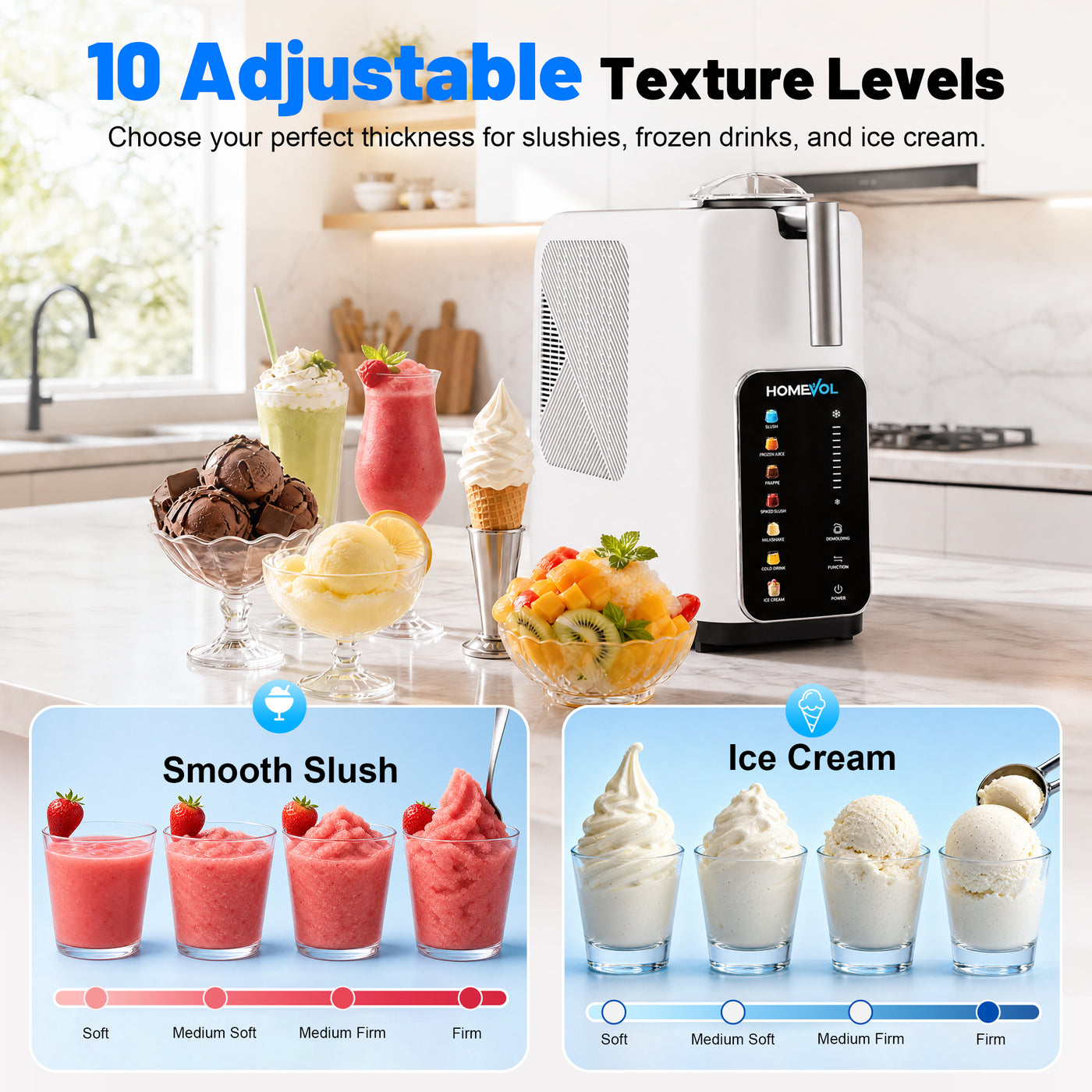 3-in-1 Slush Machine with 7 Preset Modes (White)