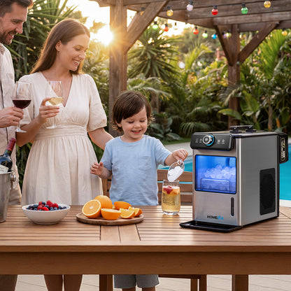 Homevol EVO1 Corded & Battery Powered Ice Maker with Self-Cleaning - Stainless Silver