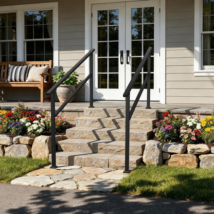 68.5 inch Modern Matte Black Stair Banister (Set of 2)