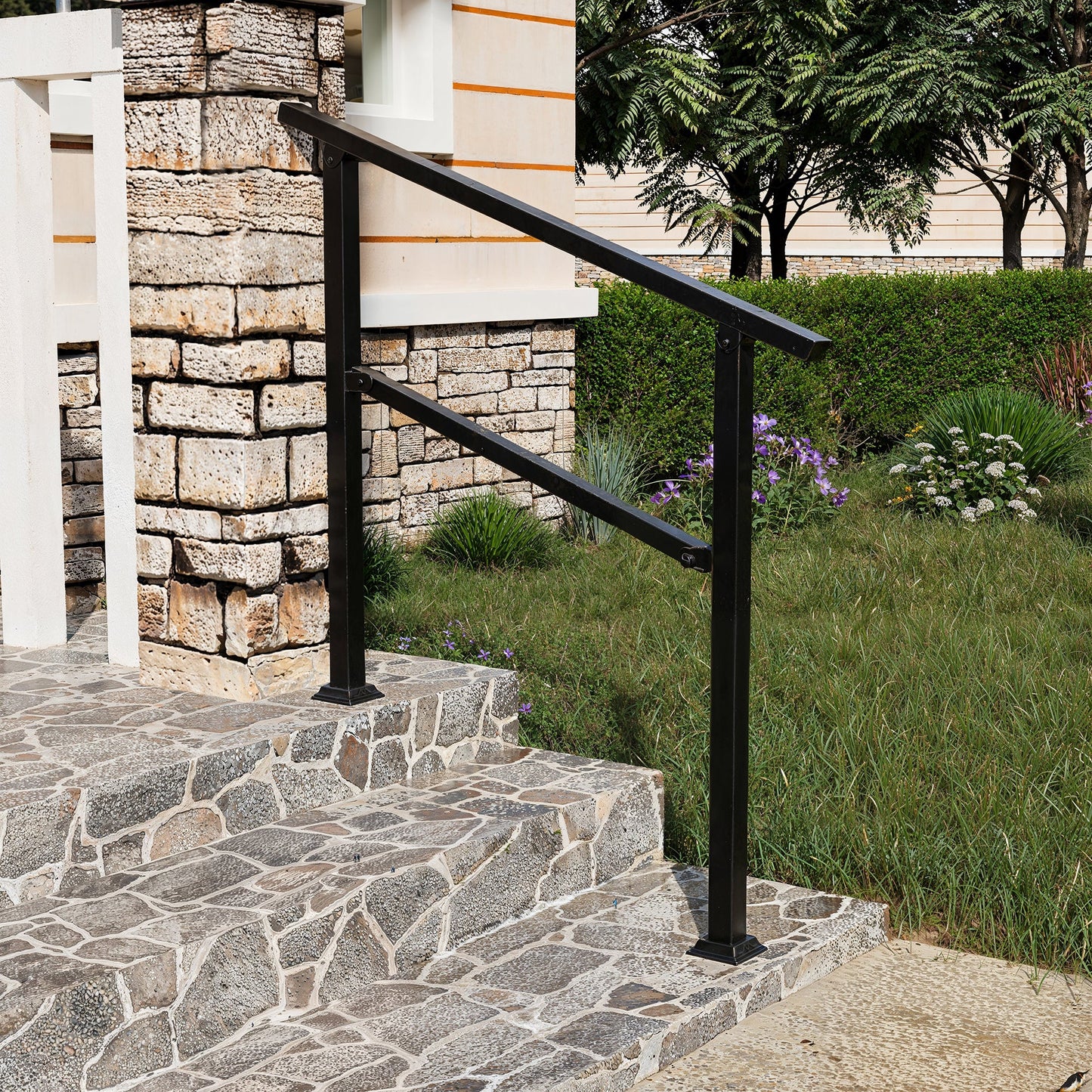 68.5 inch Modern Matte Black Stair Banister (Set of 3)