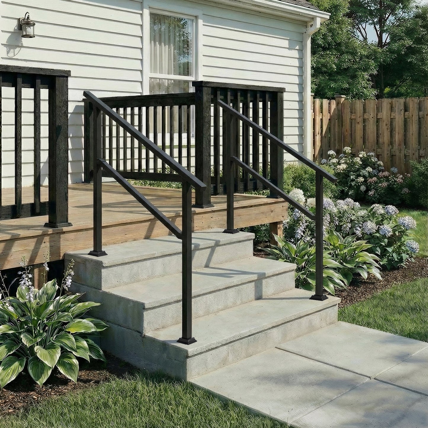 68.5 inch Modern Matte Black Stair Banister (Set of 3)