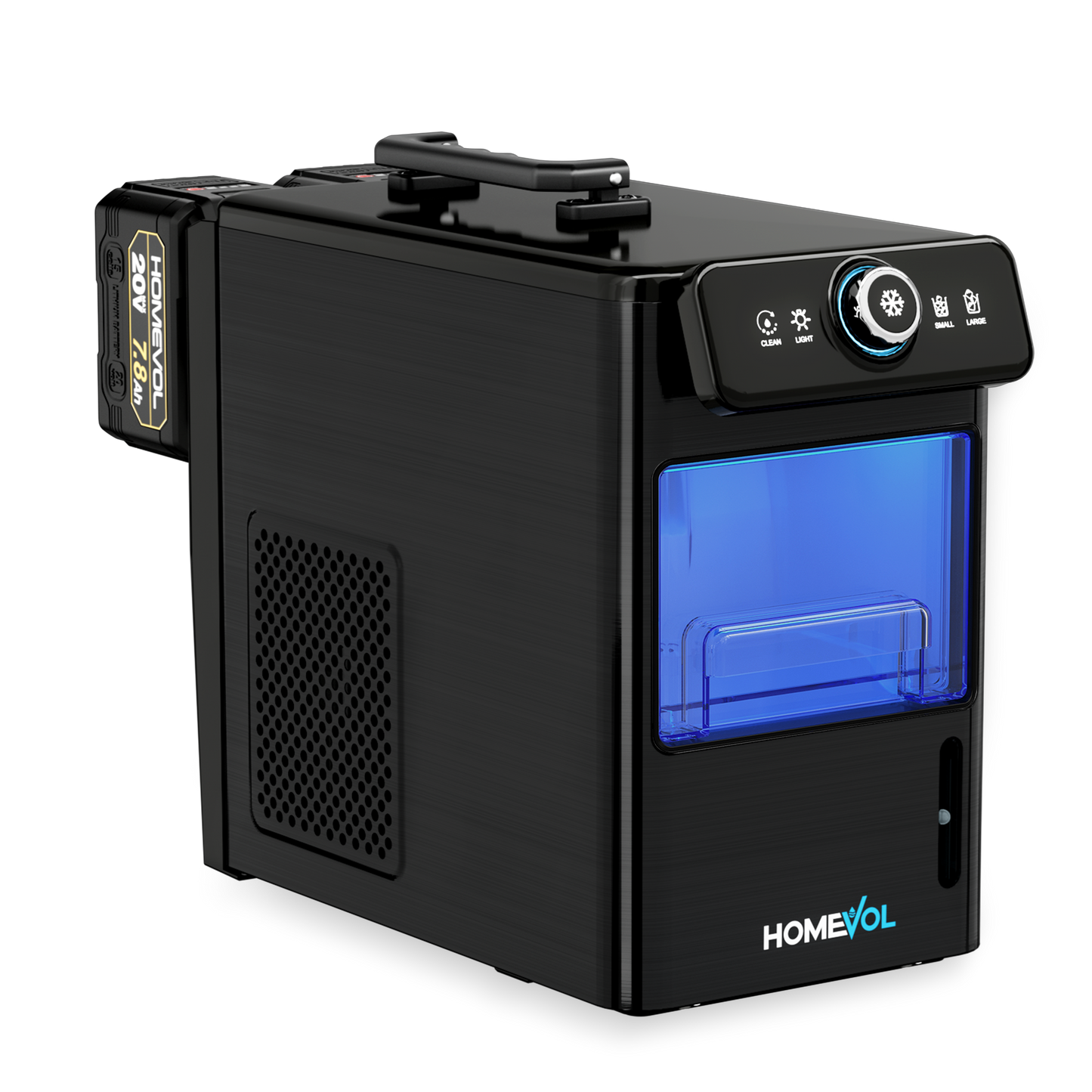 Homevol EVO1 Corded & Battery Powered Ice Maker with Self-Cleaning - Matte Black