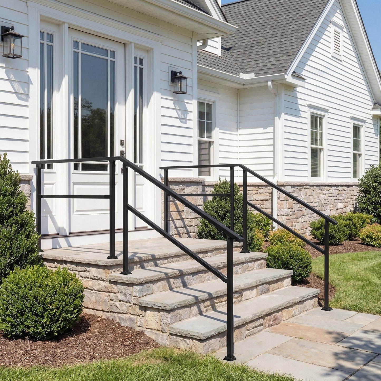 68.5 inch Modern Matte Black Stair Banister (Set of 2)