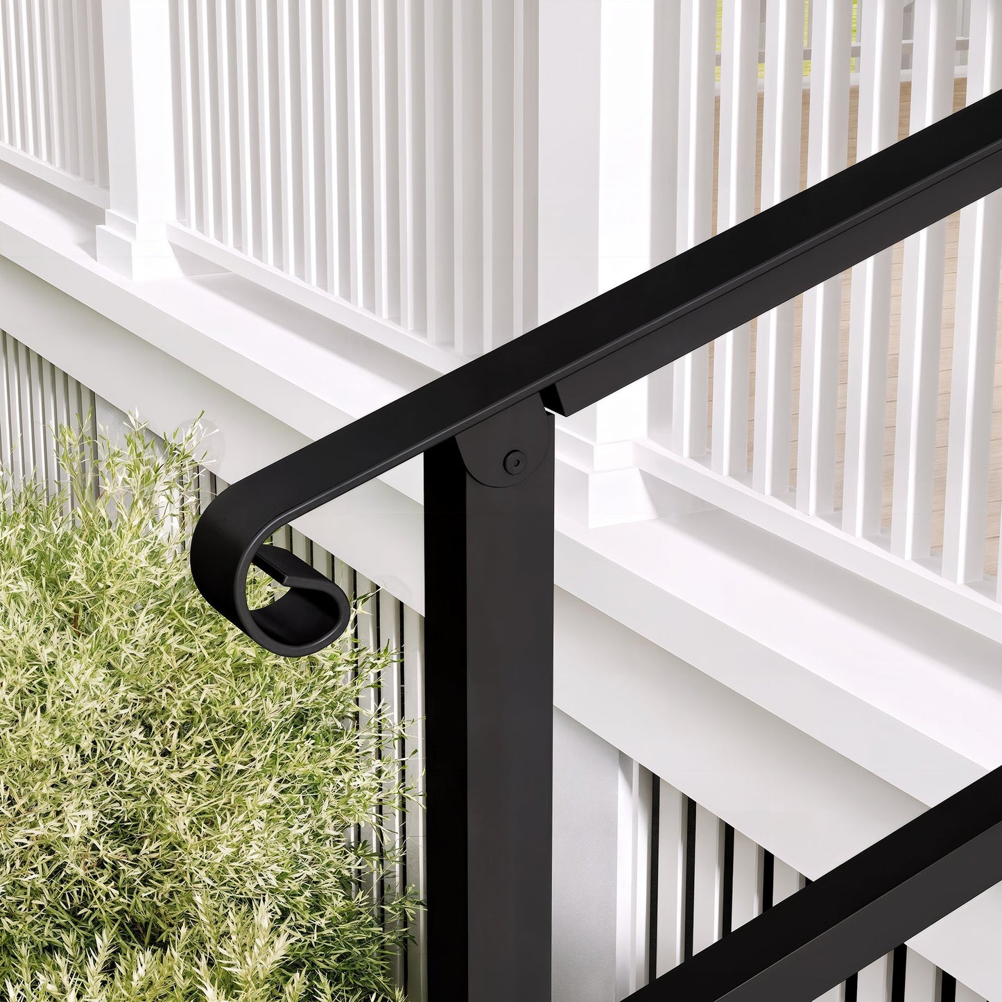 68.5 inch Modern Matte Black Stair Banister with Adjustable Angle