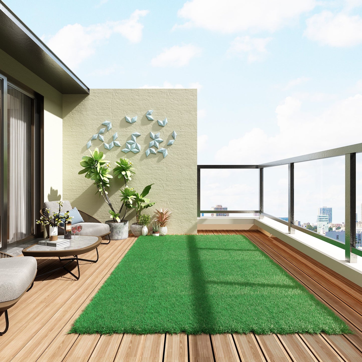 118 inches Natural Green Artificial Grass Turf Panels