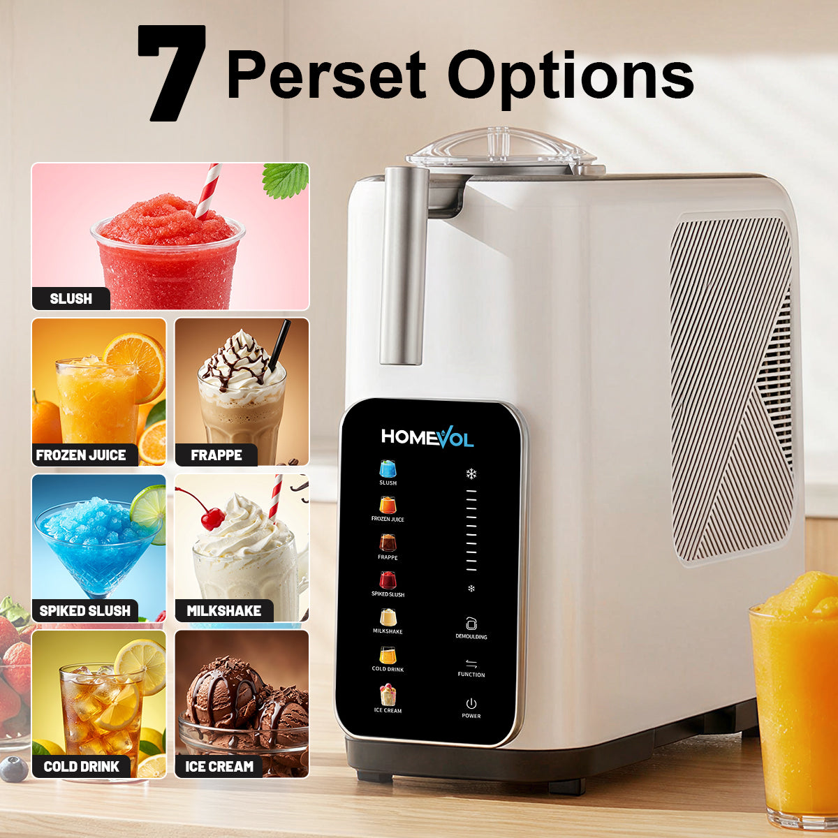 3-in-1 Slush Machine with 7 Preset Modes (White)