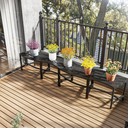 23.9 inch Industrial Black Outdoor Bench (Set of 4)