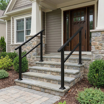 68.5 inch Modern Matte Black Stair Banister (Set of 3)