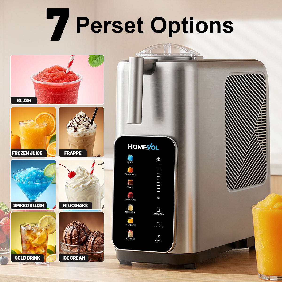 3-in-1 Slush Machine with 7 Preset Modes (Silver)