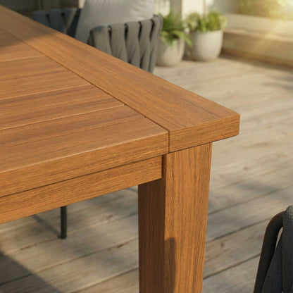 81 inches Modern Natural Wood 7-Piece Outdoor Dining Set (1 Table & 6 Chairs) with Weather-Resistant Design