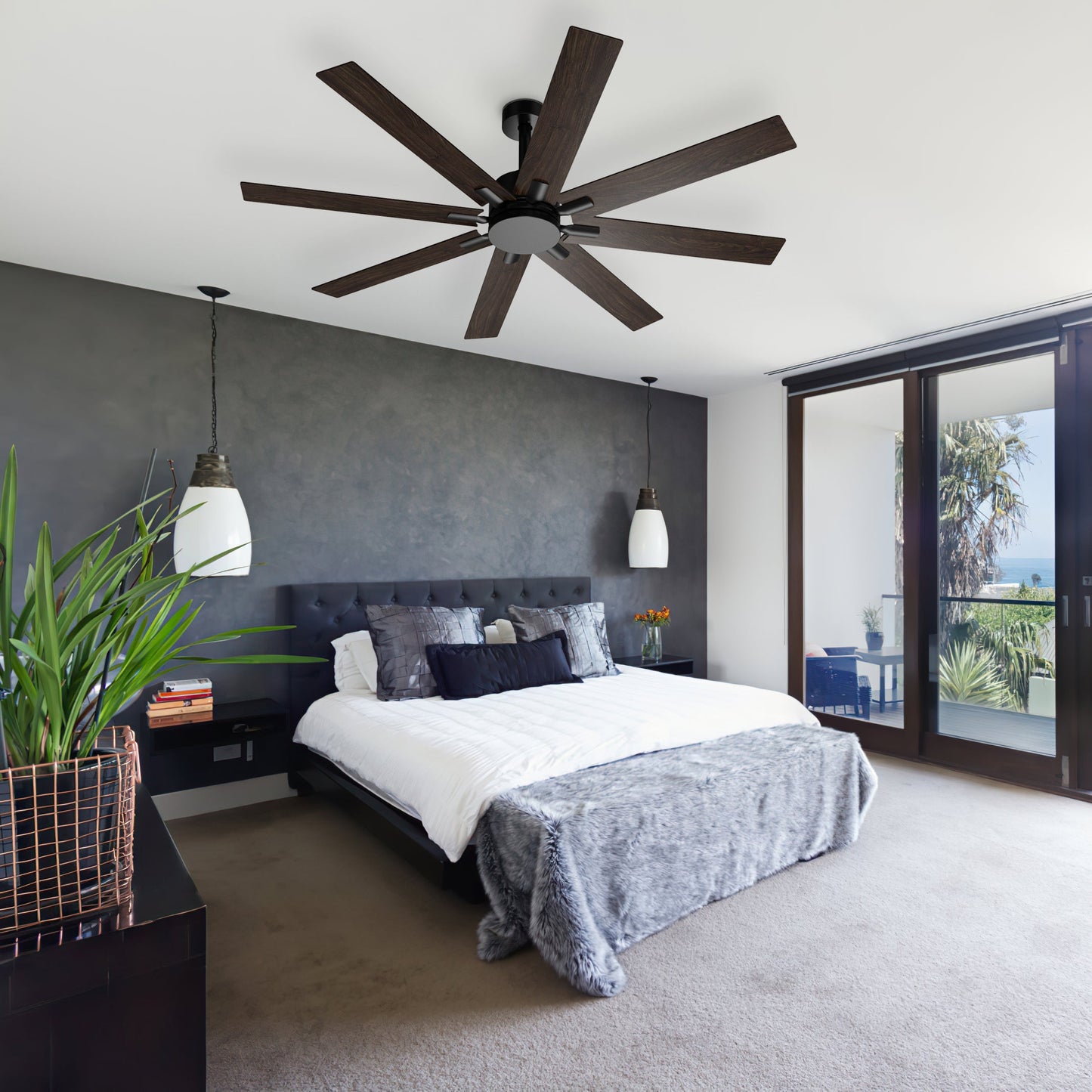 65 inches Modern Minimalist Ceiling Fan with 8 Reversible Blades and Remote Control