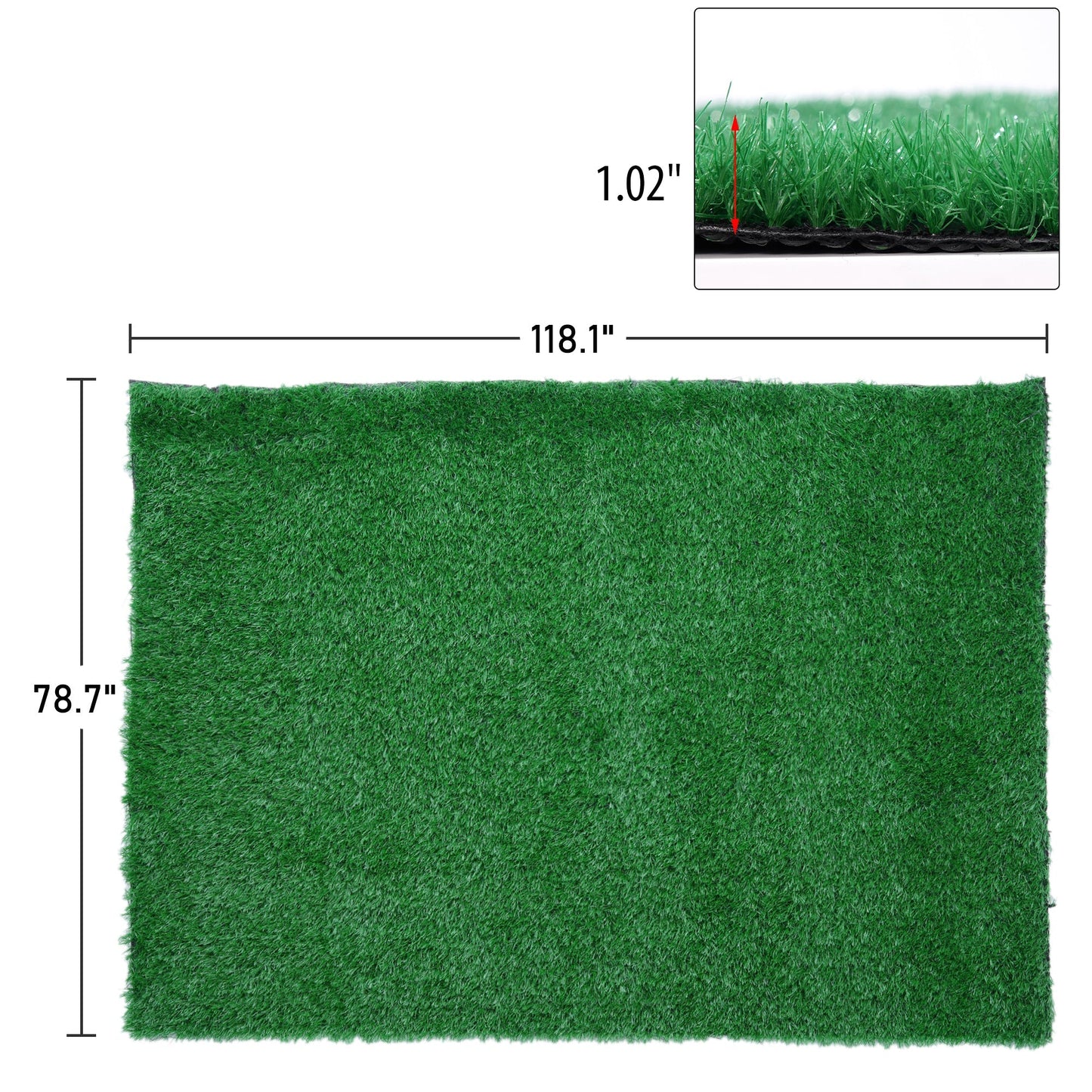 118 inches Natural Green Artificial Grass Turf Panels