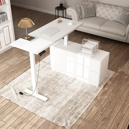 54.3 inches Minimalist Modern White Standing Desk With Electric Lift System and Memory Presets