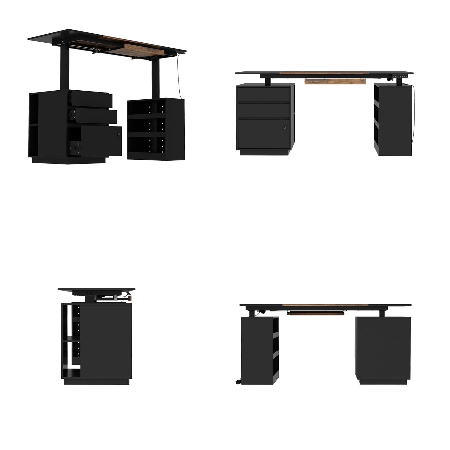63 inches Modern Black Standing Desk With Electric Height Adjustment and Pegboard Organizer